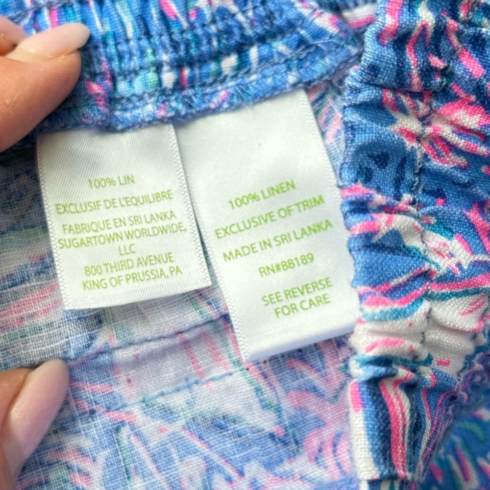 Lilly Pulitzer  Deri Linen Palazzo Boca Blue Its A Sailabration XS - Picture 4 of 8